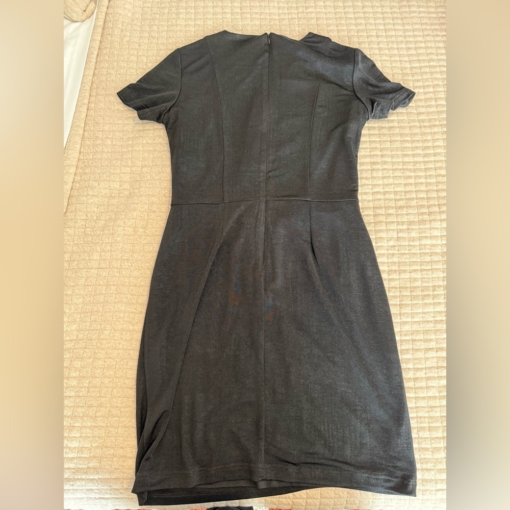 Katherine Barclay Womens Black Textured Mini Gathered Waist Dress Sz 10 - Picture 2 of 5